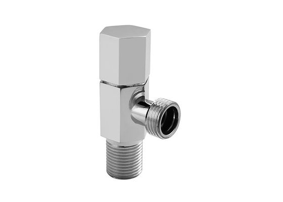 Plaka Chrome / Çinko Alaşımı Lavabo Muslukları Altgen Şekilli Çift Başlıklı Köşeli Valf