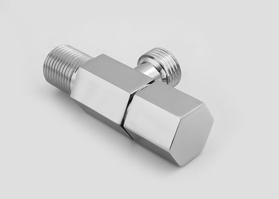 Plaka Chrome / Çinko Alaşımı Lavabo Muslukları Altgen Şekilli Çift Başlıklı Köşeli Valf