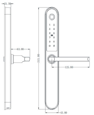 Konforlu Giriş Kapısı ticari akıllı kilit 315*43*21mm 4pcs AA piller