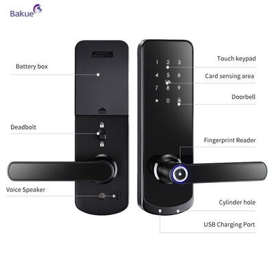Ateş geçirmez 60min Kapı Kalınlığı 38 ila 50mm 60min Ateş geçirmez Akıllı Kapı Kilitli WiFi eKey APP Uzaktan Kontrol Erişim Yönetim Aygıtı