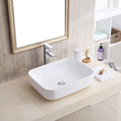 Modern Banyo Dörtgen Konteyronun Üstünde Beyaz Seramik Kap Vanity Lavabo