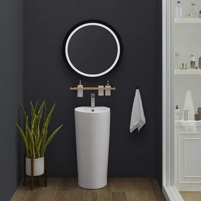Parlak Beyaz Seramik Basamaklı Banyo Lavaboları