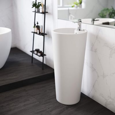Parlak Beyaz Seramik Basamaklı Banyo Lavaboları